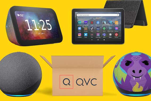 Hot Amazon Deals on QVC: Kids' Echo Dot for $20, $35 Echo Show, and More card image