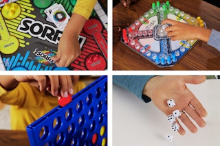 4 lifestyle images of 4 different board games being played with