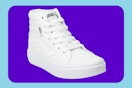a pair of white kids vans high-top shoes