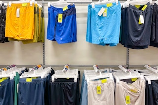all in motion men's shorts sitting on a target shelf
