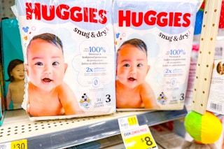 huggies diapers on store shelf 