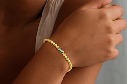 B0FDK9S17D Gold Plated Birthstone Bracelet