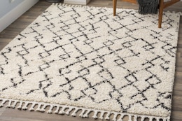 Lifestyle image (close up shot) of the Livabliss Berber Shag Area Rug (8 x 10 foot) in home setting