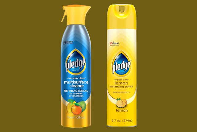 2 Pledge Cleaning Sprays for $6.34 and 2 Wood Polishes for $6.46 on Amazon card image