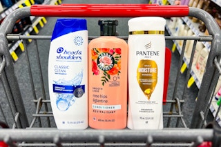 head and shoulders, pantene, and herbal essences in a shopping cart