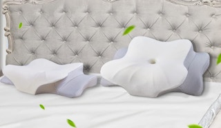 Cervical pillows on a bed