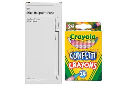 1 Crayola Crayon Pack + 1 Pen Pack