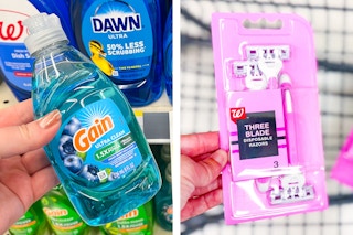 collage with gain and walgreens brand items