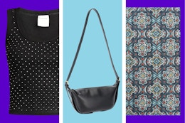 Women's tank top, women's purse & outdoor area rug