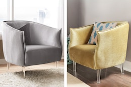 Walmart Rollback: Velvet Chair With Acrylic Legs, Just $166 (Reg. $343) card image