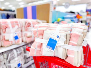 6-piece bath towel set sitting on a target cart