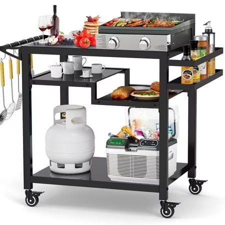 Rolling Grill Cart with 3 Shelves