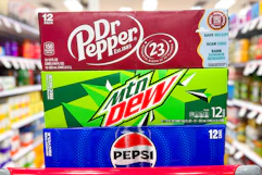 Dr Pepper, MTN Dew, and Pepsi 12-pack sodas