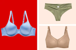 bras and a pair of panties in a collage