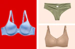 bras and a pair of panties in a collage
