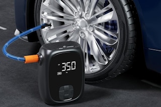 a tire inflator on a car