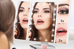 Tri-Fold Vanity Mirror, Now $10.49 on Amazon (Reg. $20.99) card image