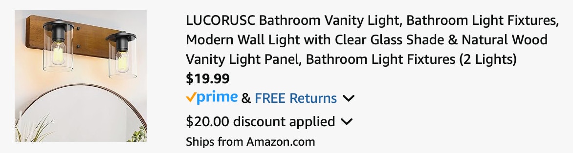 bathroom vanity Amazon reciept