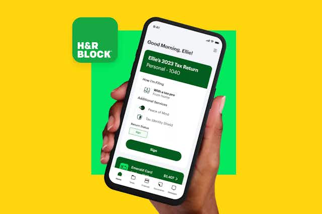 File Your Taxes Online With H&R Block for Free card image