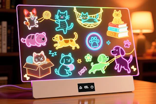 a LED drawing board on a table