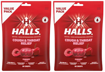 2 HALLS Cough Drop Bags
