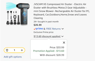 air duster Amazon receipt