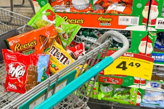 holiday candy in a kroger cart