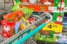 holiday candy in a kroger cart