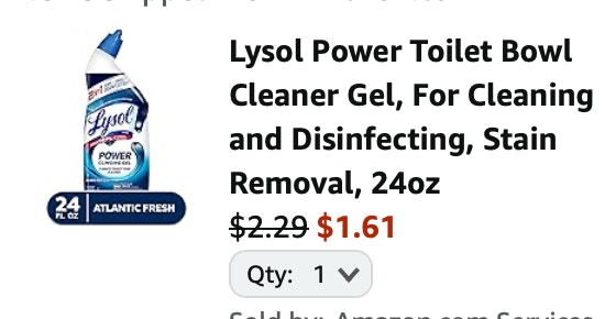 Lysol toilet cleaner Amazon receipt