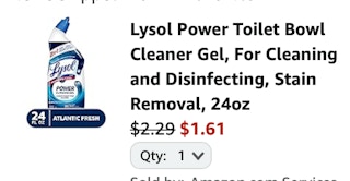 Lysol toilet cleaner Amazon receipt