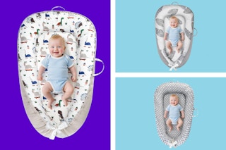 KISS GOLD Baby Lounger on a blue background.