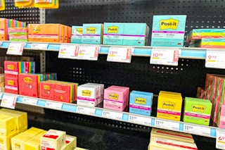 shelves of post-it notes
