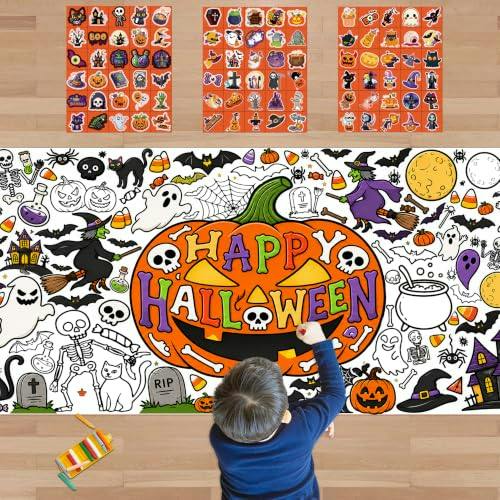 Halloween Coloring Poster & Stickers