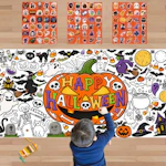 Halloween Coloring Poster & Stickers