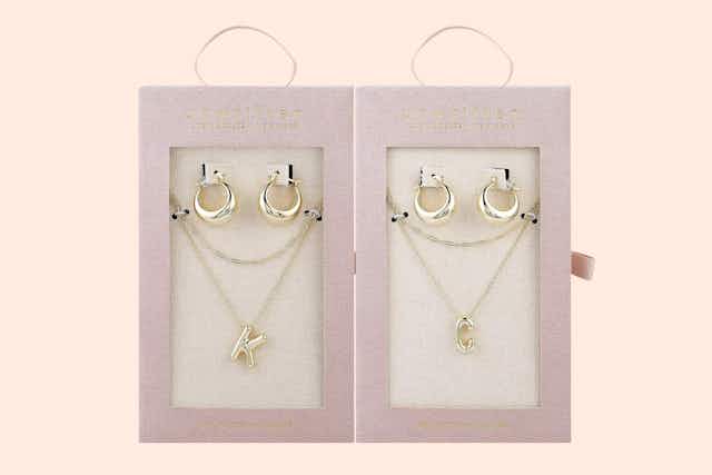 14K Gold-Plated Initial Necklace and Earrings Set, Just $21.25 at Macy's card image