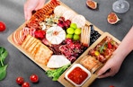 a bamboo charcuterie board