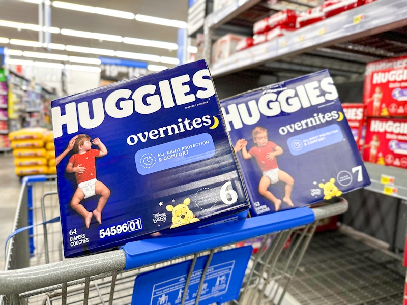 two huggies overnites in walmart cart