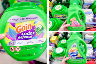 dollar general gain laundry detergent 3-photo collage