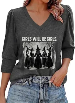 Women's Halloween V-Neck Shirt
