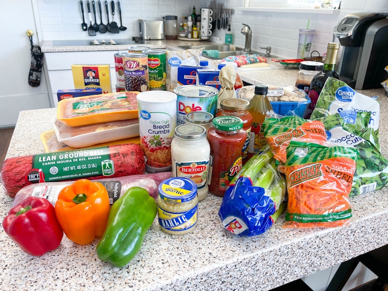 groceries on kitchen counter