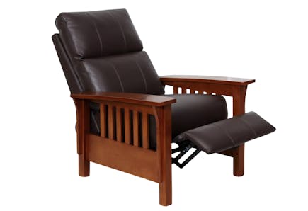 Harrison Wood and Leather Recliner