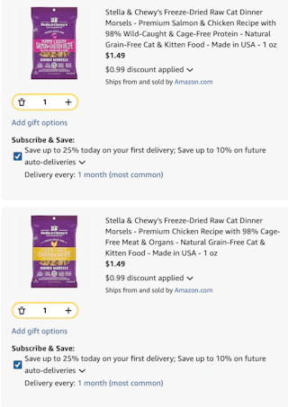 dinner morsels Amazon receipt