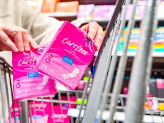 Carefree liners in Walmart shopping cart