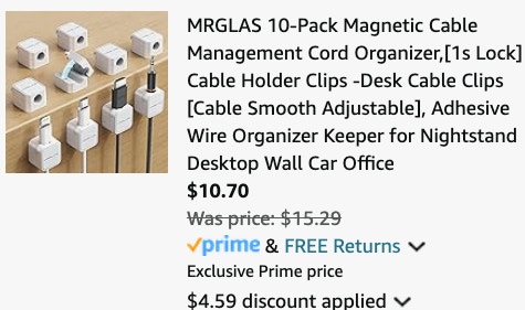  10-Pack Magnetic Cord Organizer