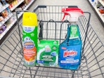 windex and scrubbing bubbles products in walgreens cart