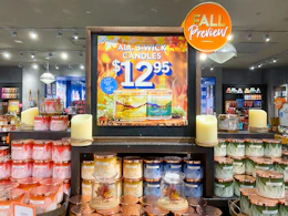 candles on a Bath & Body Works display