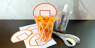 diy basketball hoop cheese ball cups