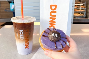 dunkin fall menu spider donut potion macchiato drink coffee 2024