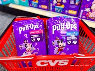 2 packs of pull-ups in a cvs basket