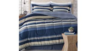 stripe and solid reversible comforter